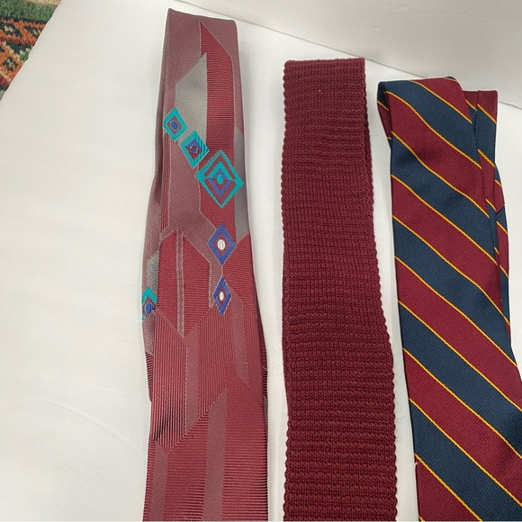Vintage Red Mens Neck Ties Lot of 4 Brooks Brothers Stringbeans Knit Skinny - Picture 5 of 9